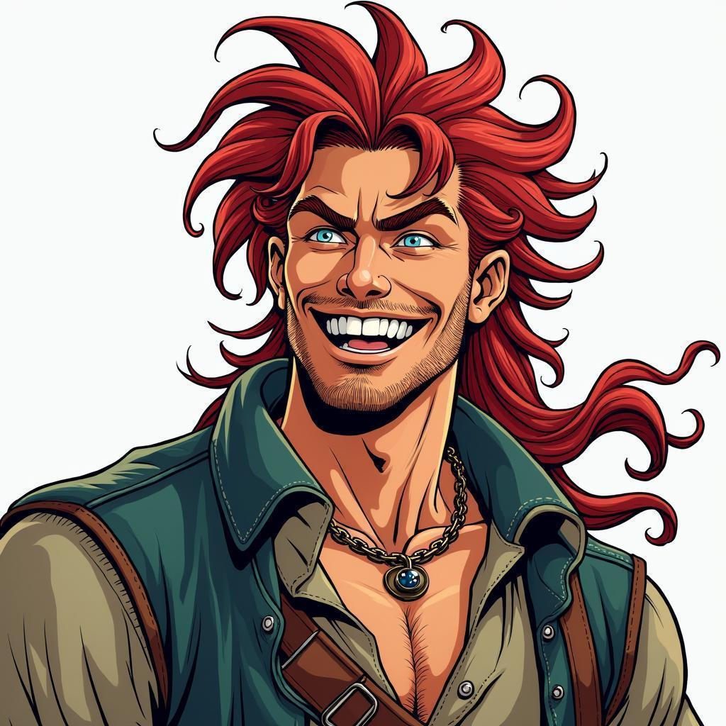 Joyful Red Haired Pirate in Manga Portrait