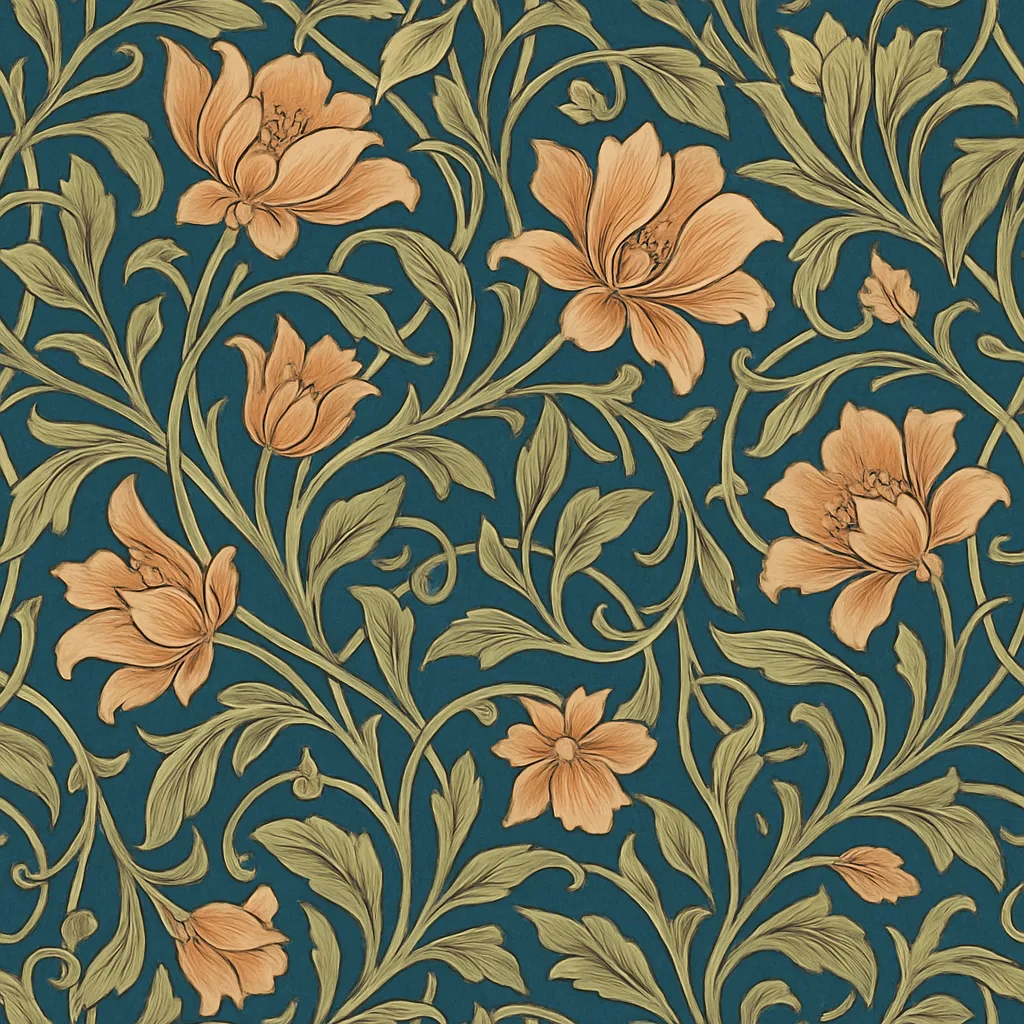Intricate and Reusable Textile Pattern Influenced by Classic Art Nouveau