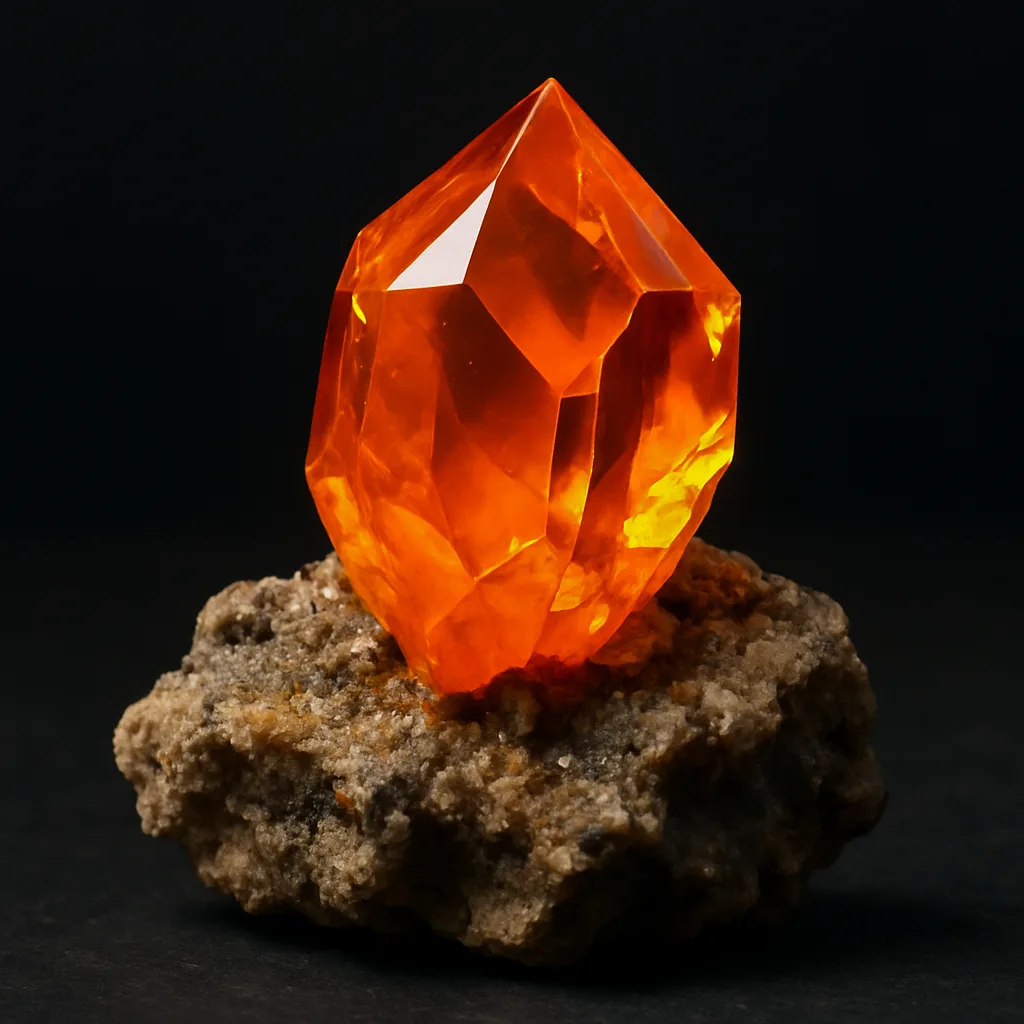 Vibrant Orange Gem-like Crystal with Sharp Edges