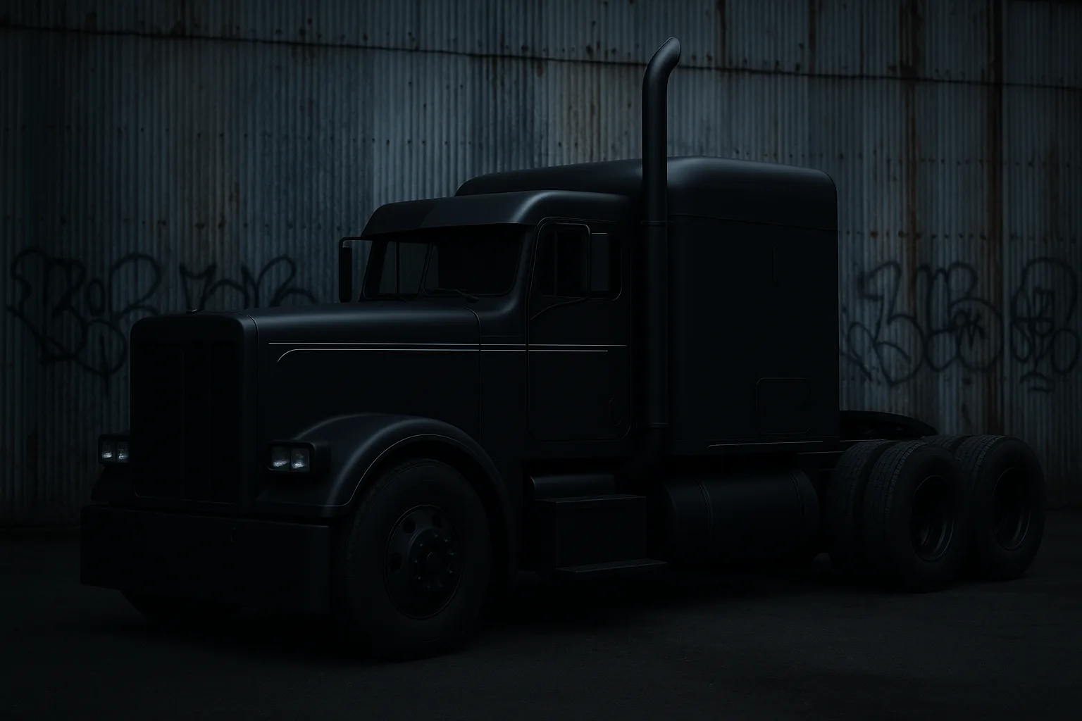 Stealthy Matte Trailer Truck