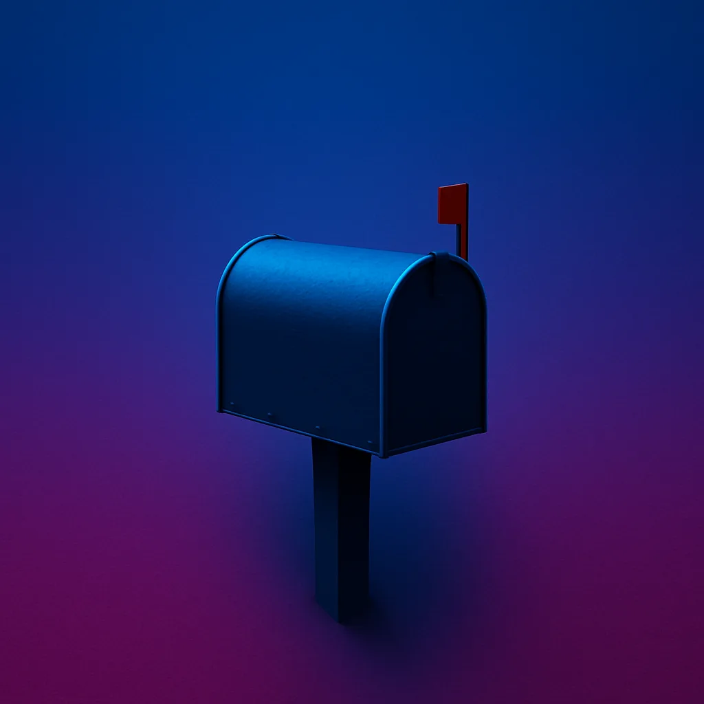 Lone Mailbox in a Top-down Flat Lay