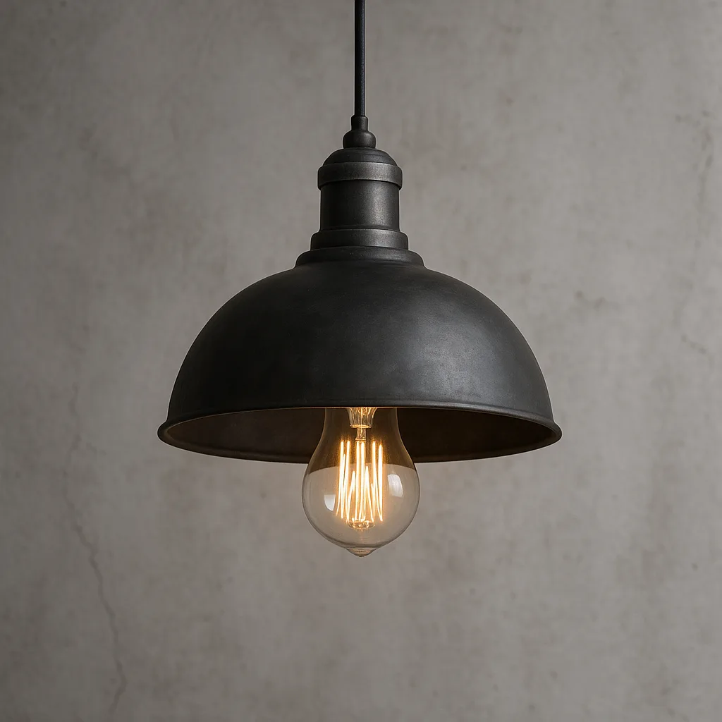 Hanging Industrial-style Dark Metal Dome-shaped Pendant
