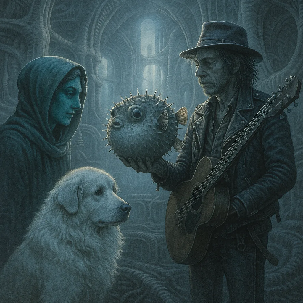 Contemplative Artist of Unnatural Blue-green Hue