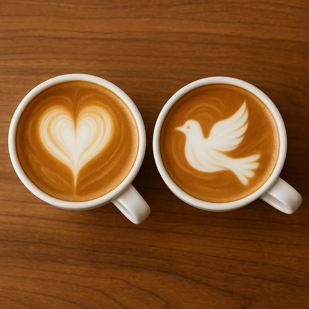 One Coffee Cup Features Latte Art in the Shape