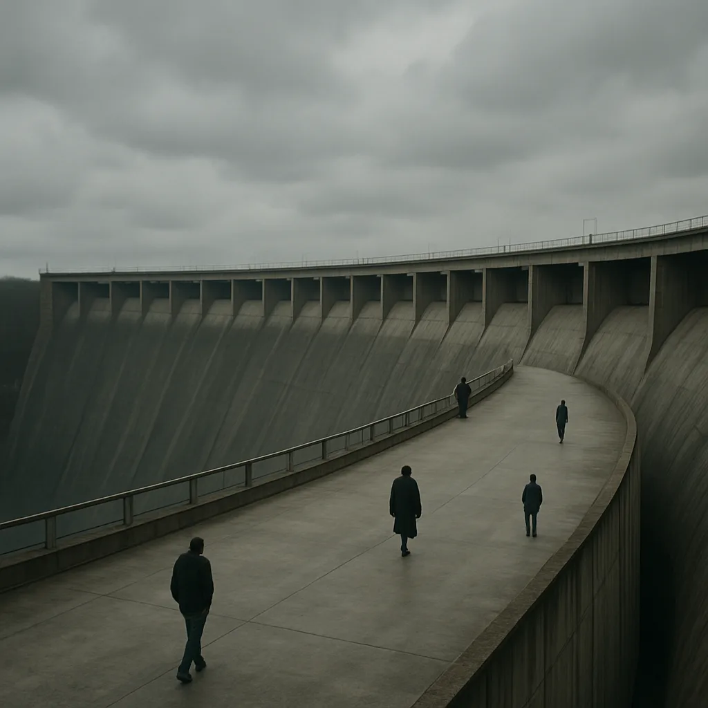 Few Solitary Figures Stroll Along the Immense