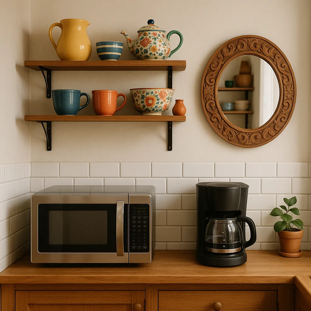 Cozy Kitchen Corner Featuring a Microwave
