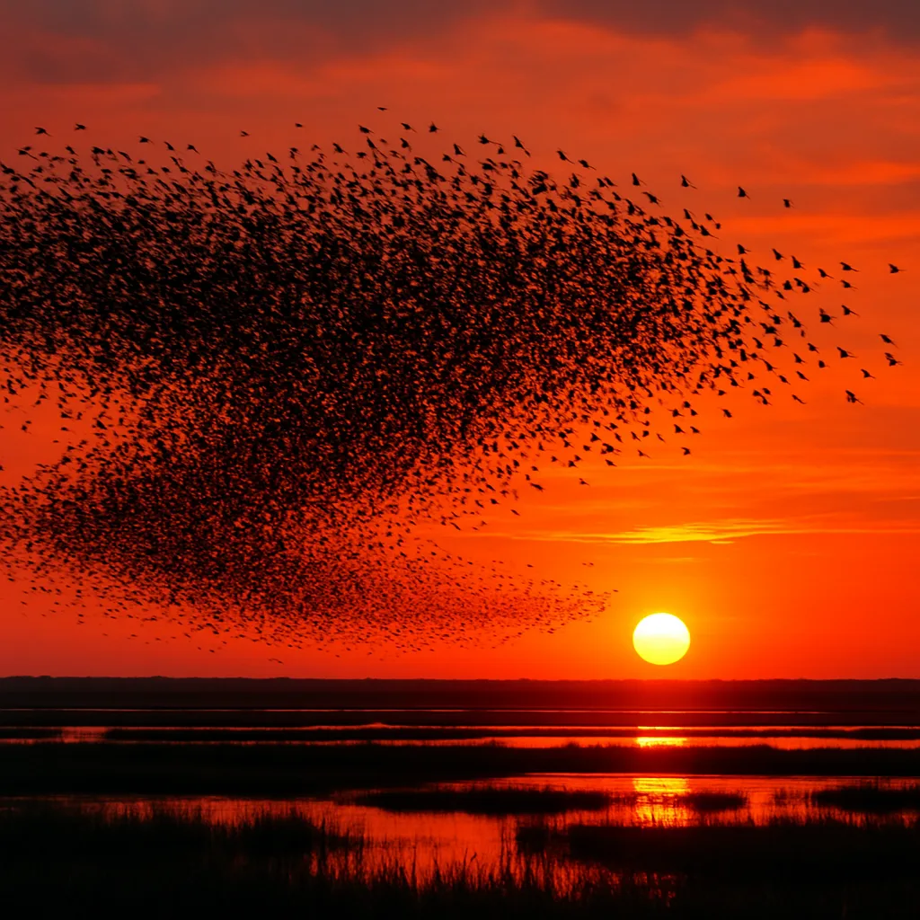 Vast Flock of Migratory Birds Forms a Dynamic