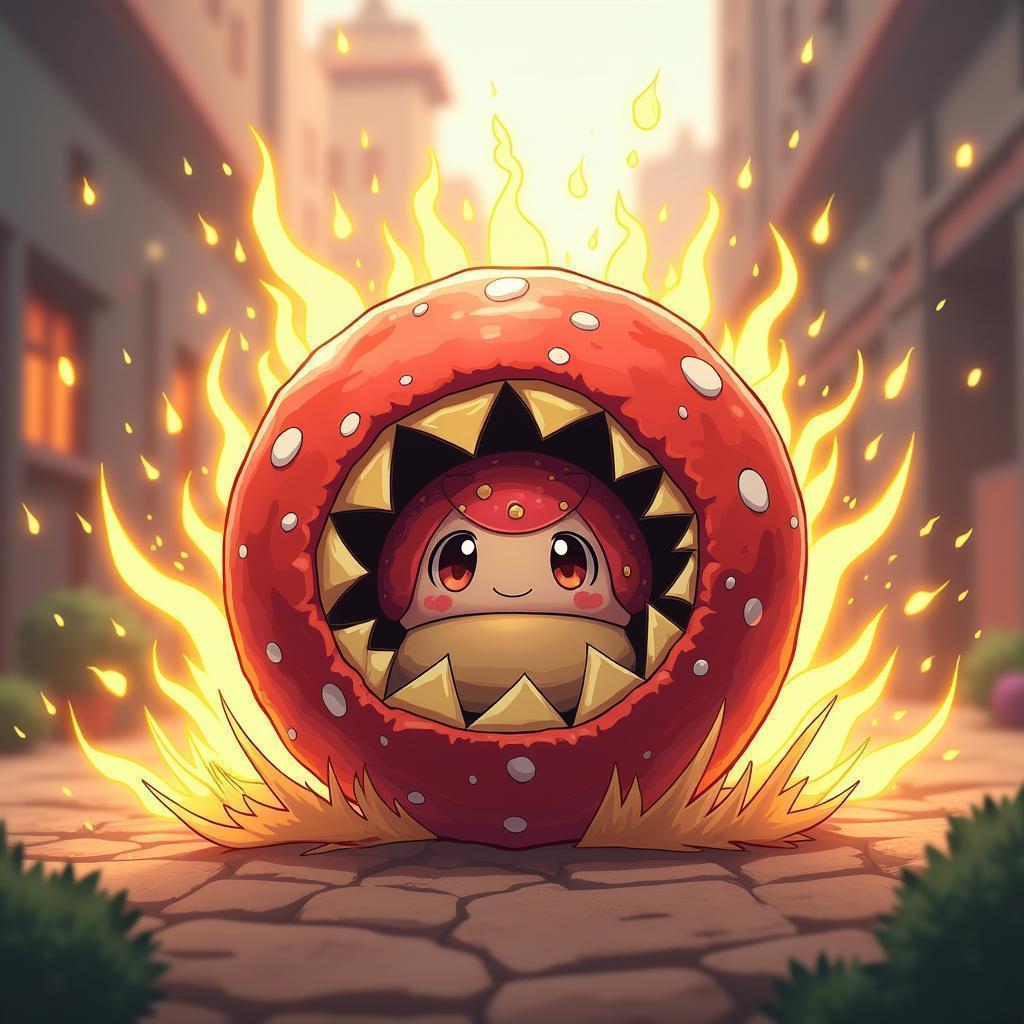 Vibrant Anime Meatball Hiding a Toad Inside
