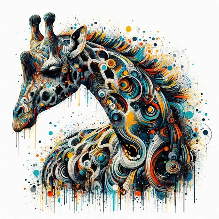 Abstract Pop Art Giraffe in Layered Paint