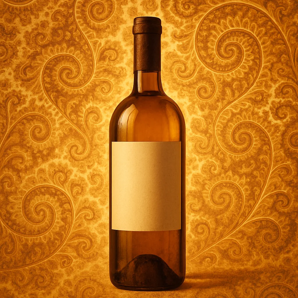 Amber Brown Wine Bottle with a Paper Label