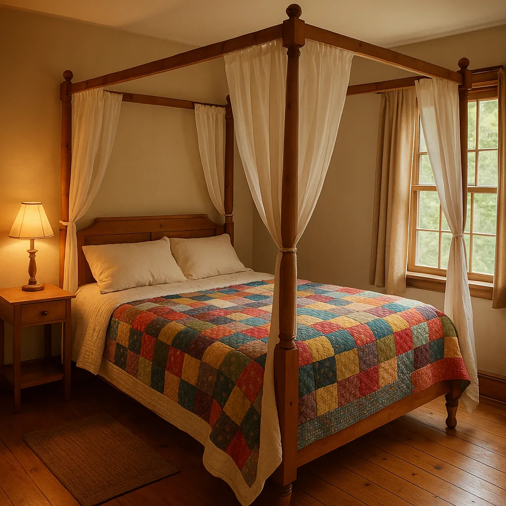 Cozy Bedroom with a Wooden Four-poster