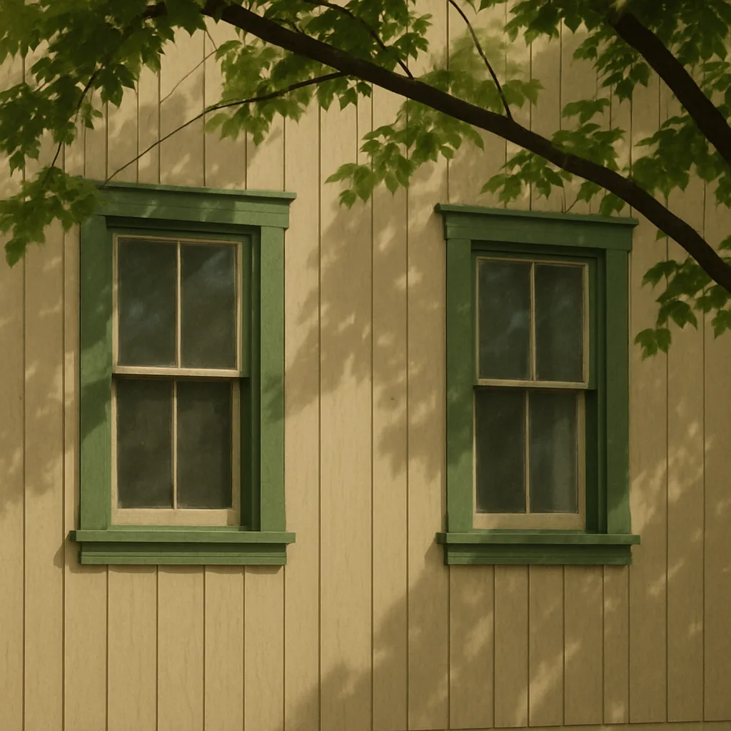 Beige House Exterior with Vertical