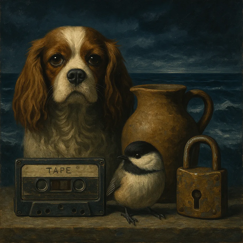 Against a Stormy Sea with Dark Clouds and Whitecap Waves