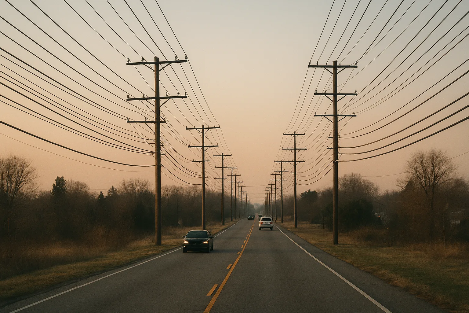 Calm Road with a Few Cars Traveling Along It