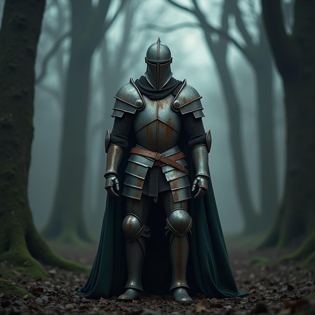 Rusted Knight in a Foggy Stop Motion Forest