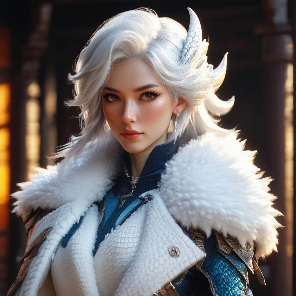 White Haired Dragon Huntress in Octane Render