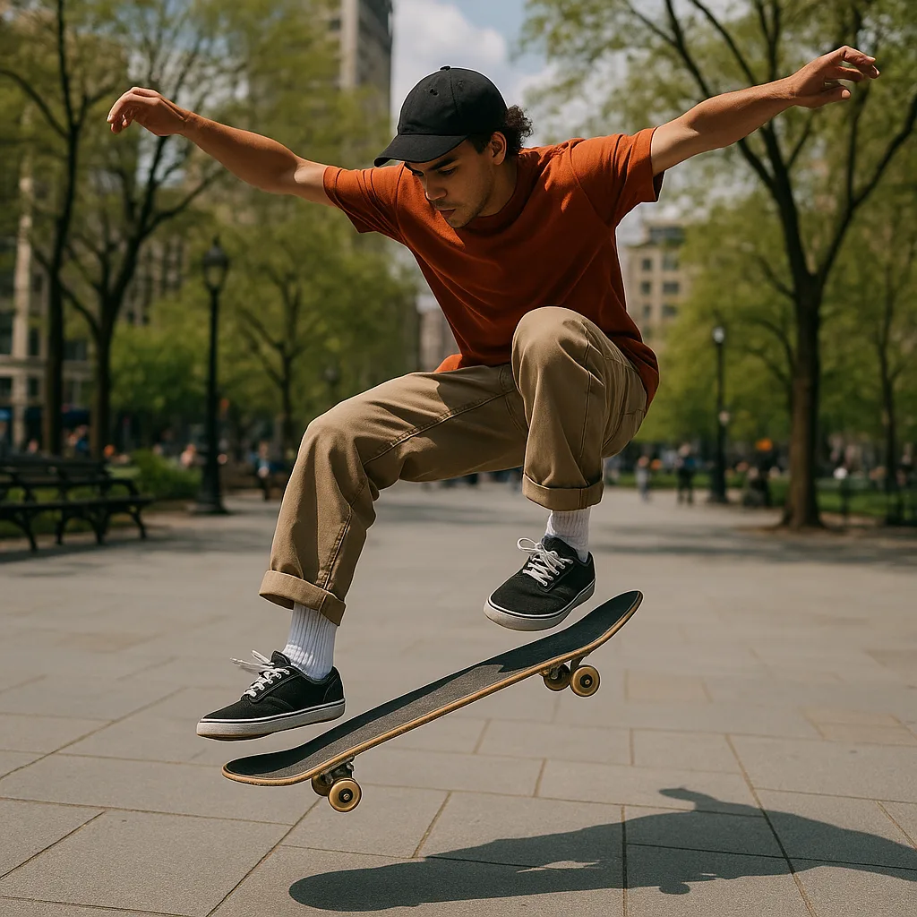 Man Is Showcasing His Skateboarding Skills by Doing Various Tricks