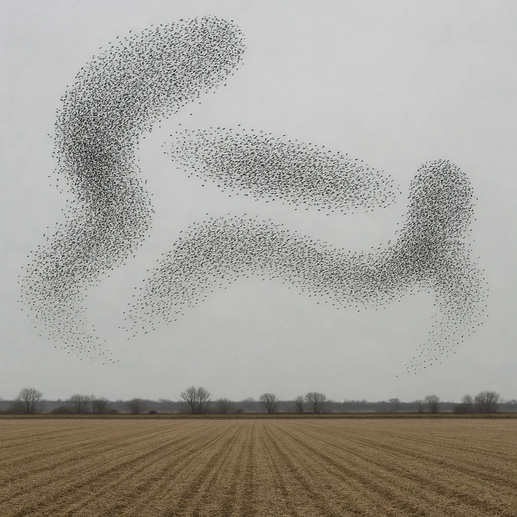 Massive Flock of Starlings Creates Complex