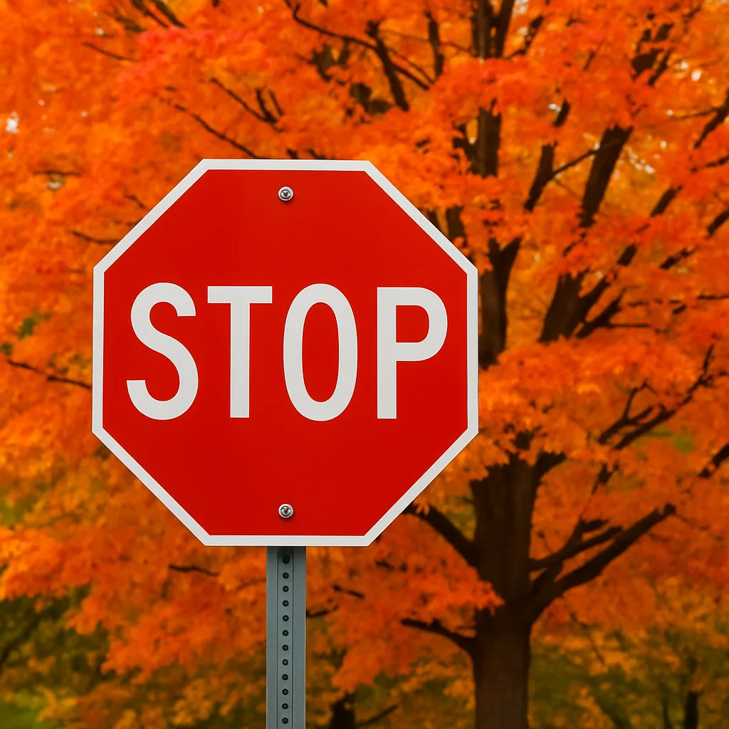Stop Sign Positioned in Front of a Large Tree