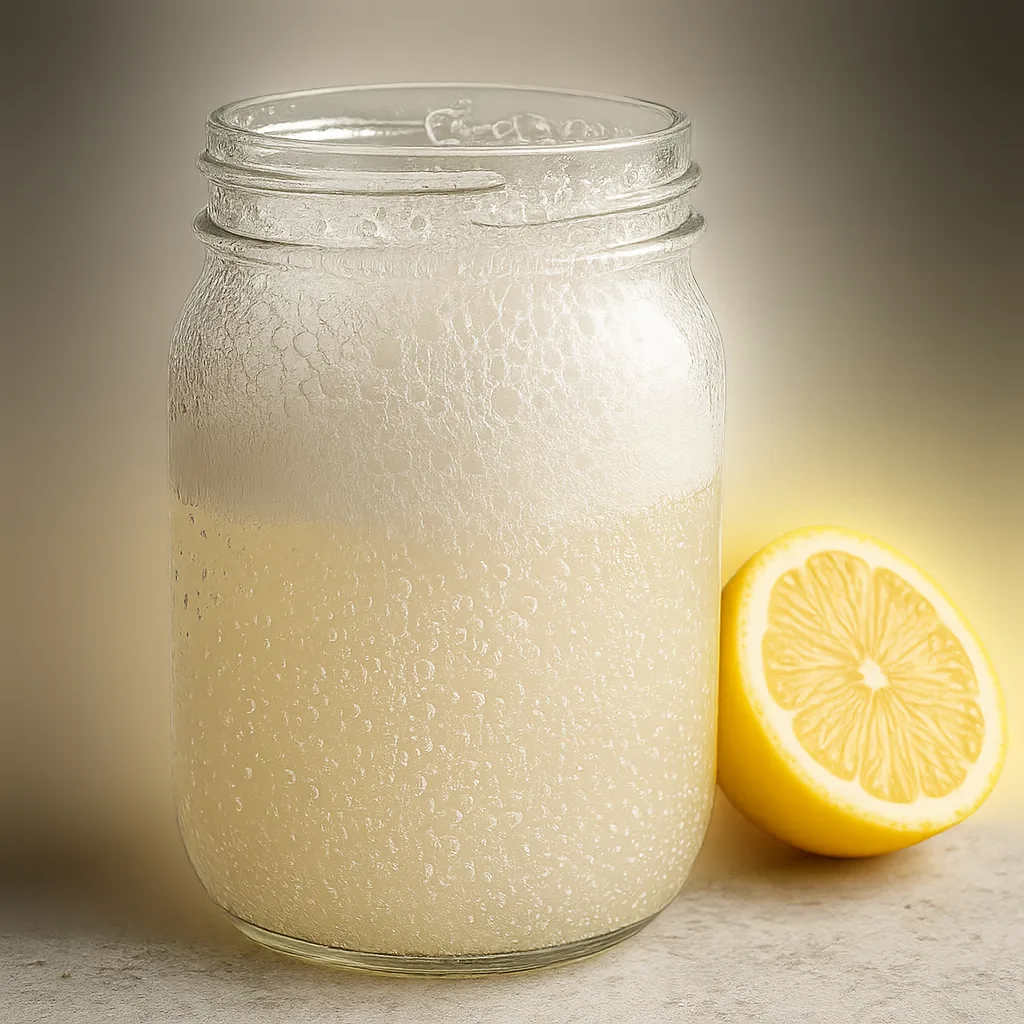 Clear Jar Containing a Mixture of Baking Soda