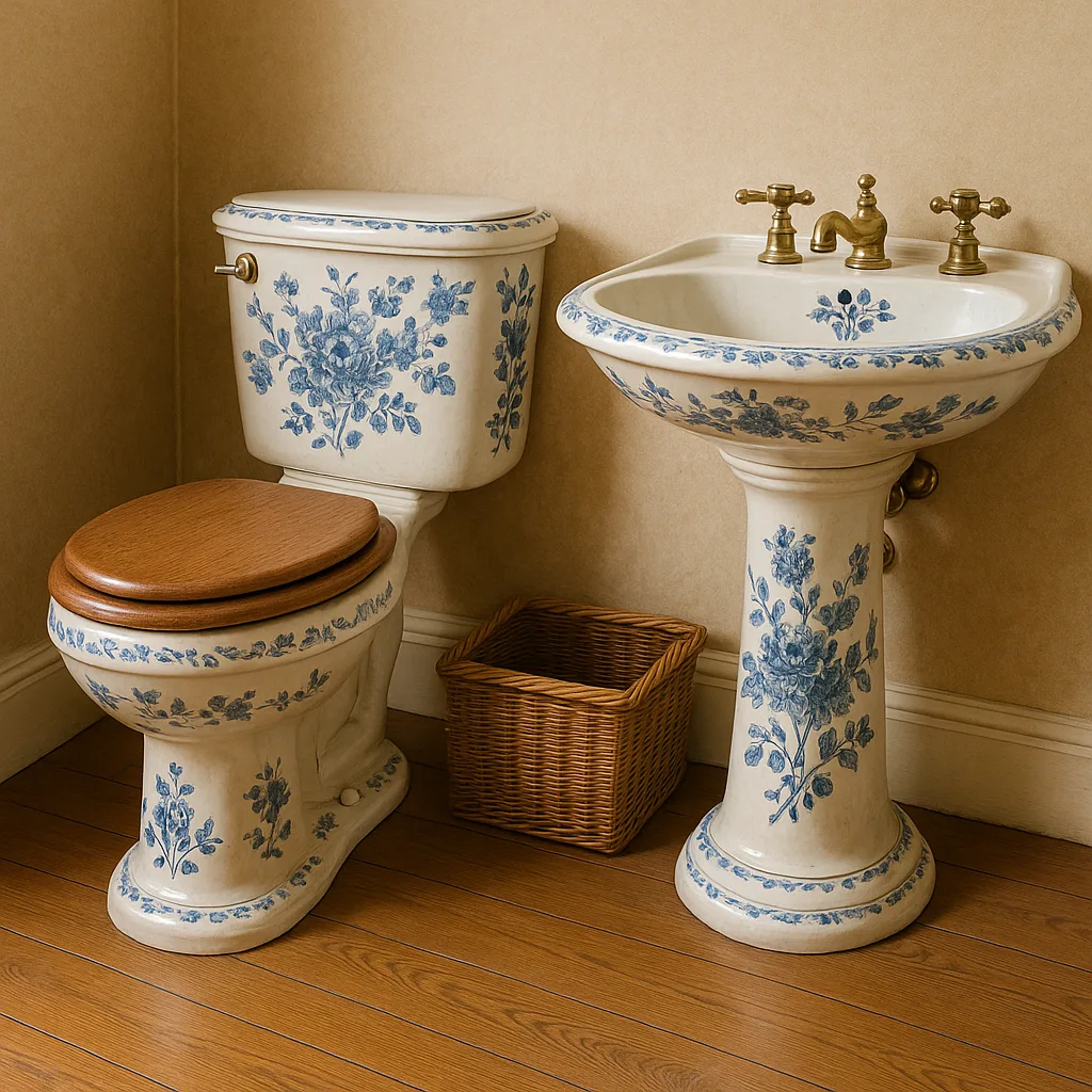 Vintage-style Bathroom Featuring a Toilet and Sink