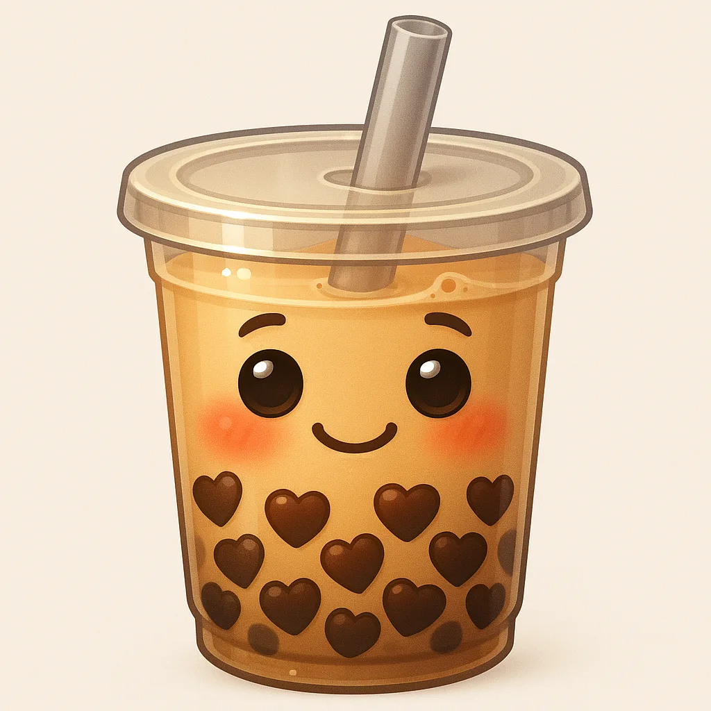 Intricate and Polished Emoji Featuring a Bubble Tea Cup