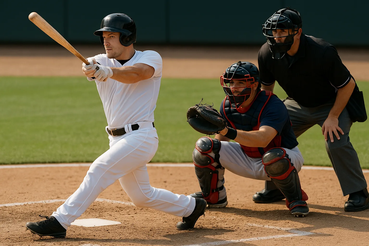 Baseball Player in White Uniform Swings a Bat