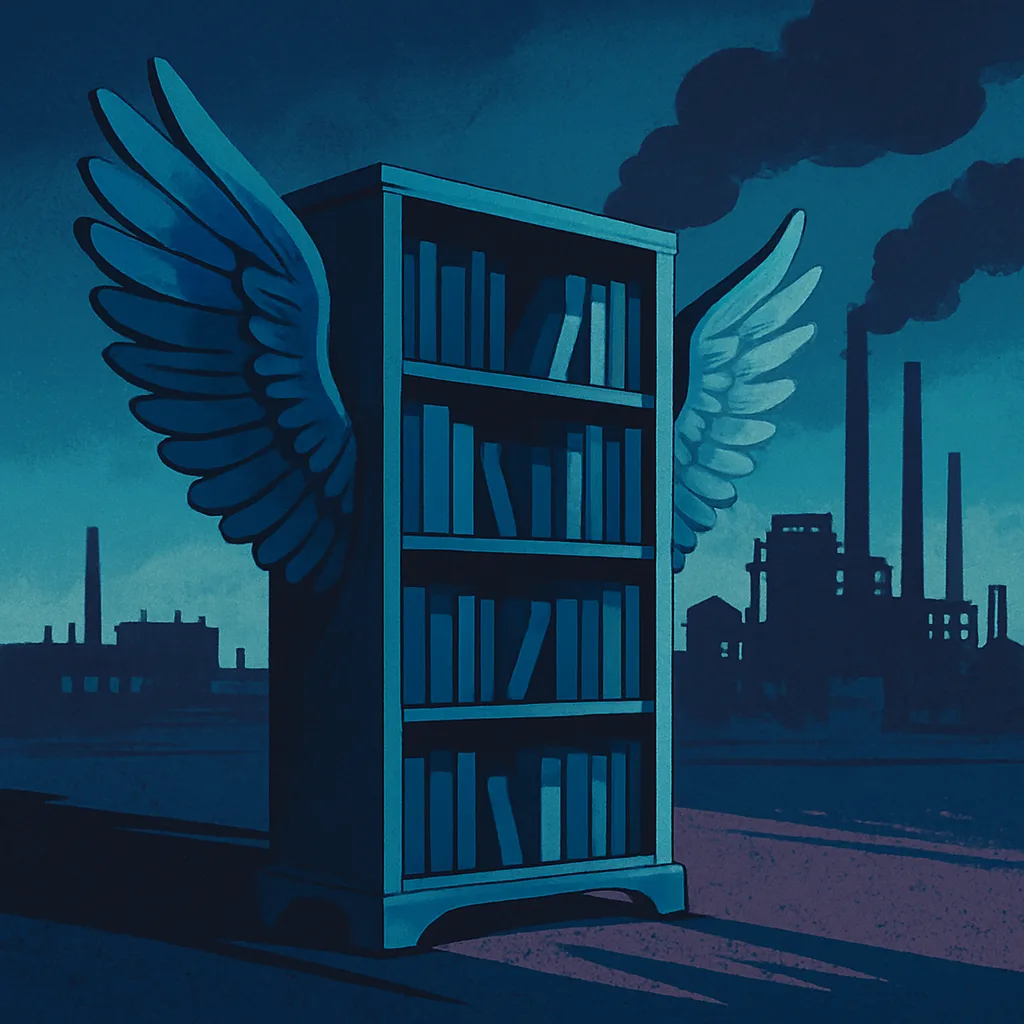 Winged Bookcase in Flat Analogous Colors