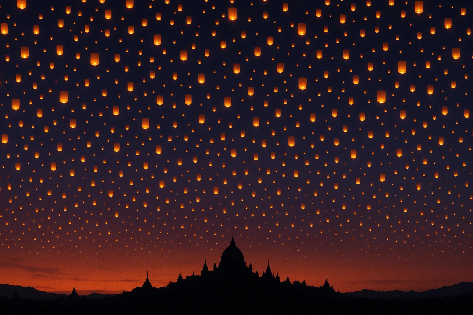 Thousands of Glowing Lanterns Float Serenely Upwards
