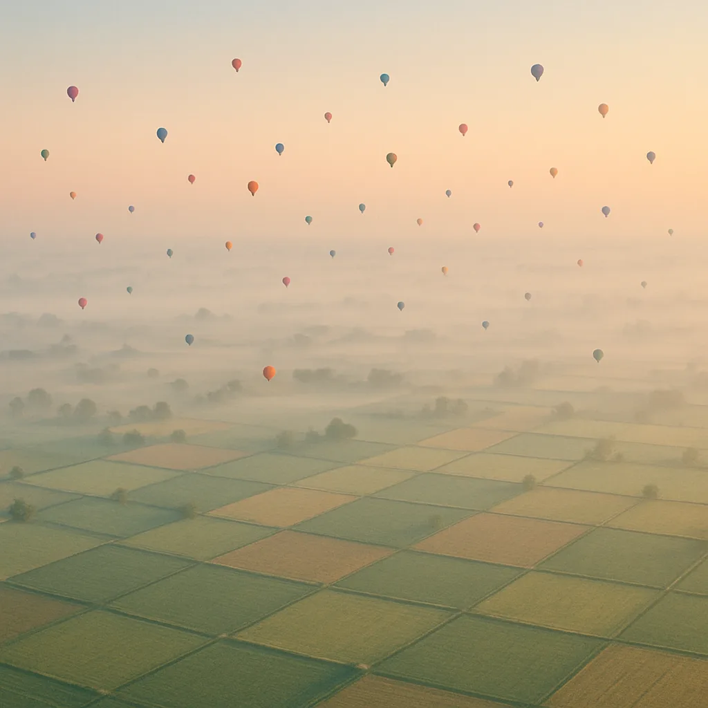 Many Distant Hot Air Balloons