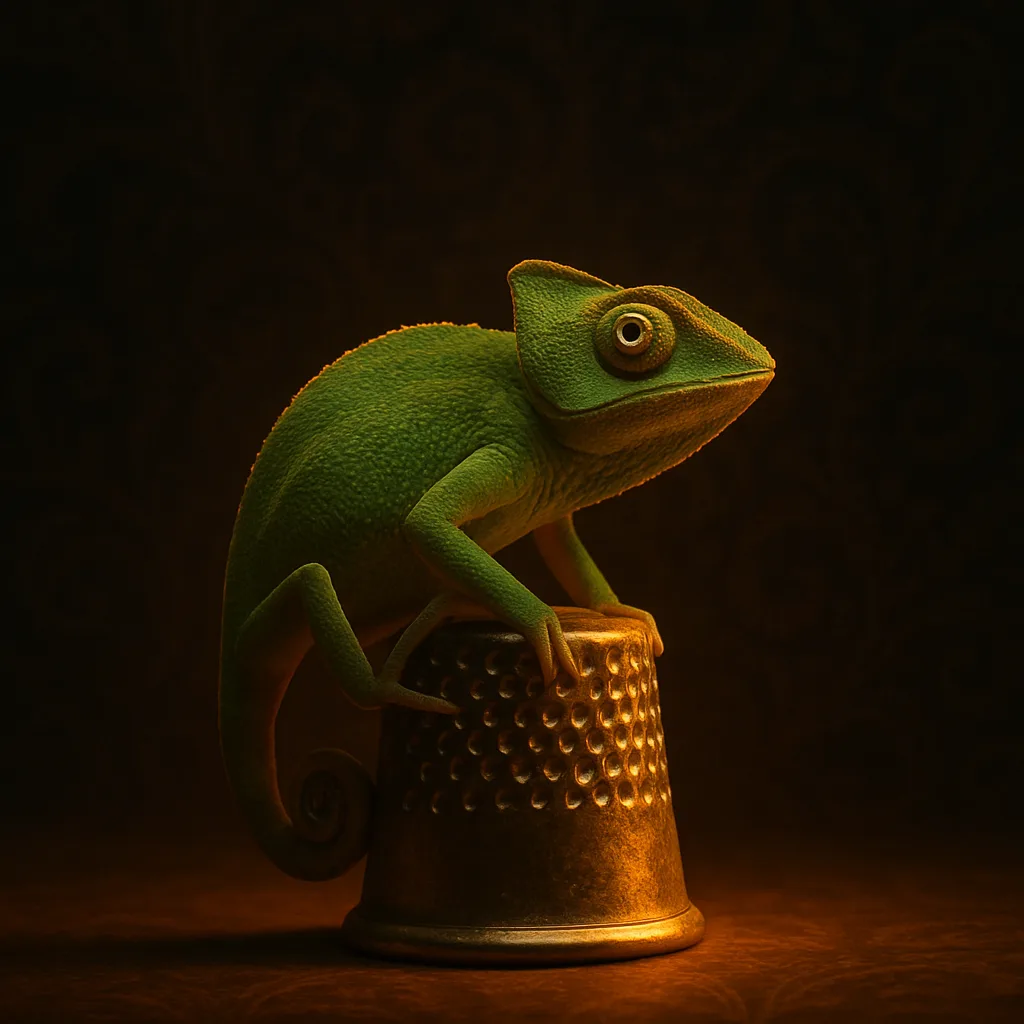 American Chameleon Perches on a Thimble