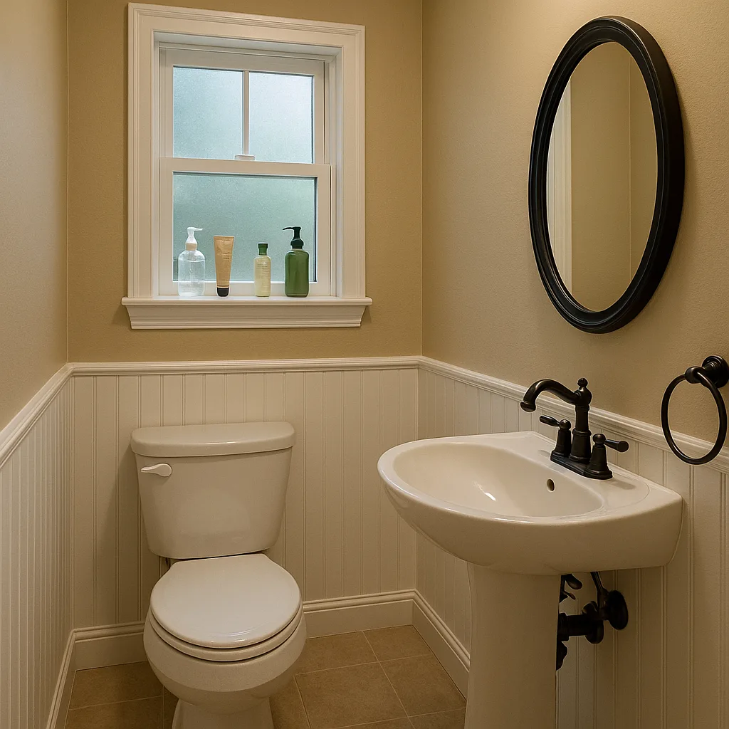 Small Bathroom with Beige Walls