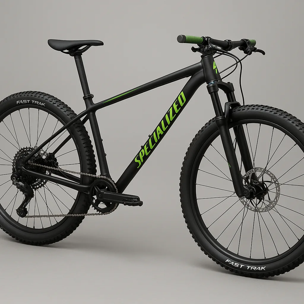 Black Mountain Bike with Green Accents