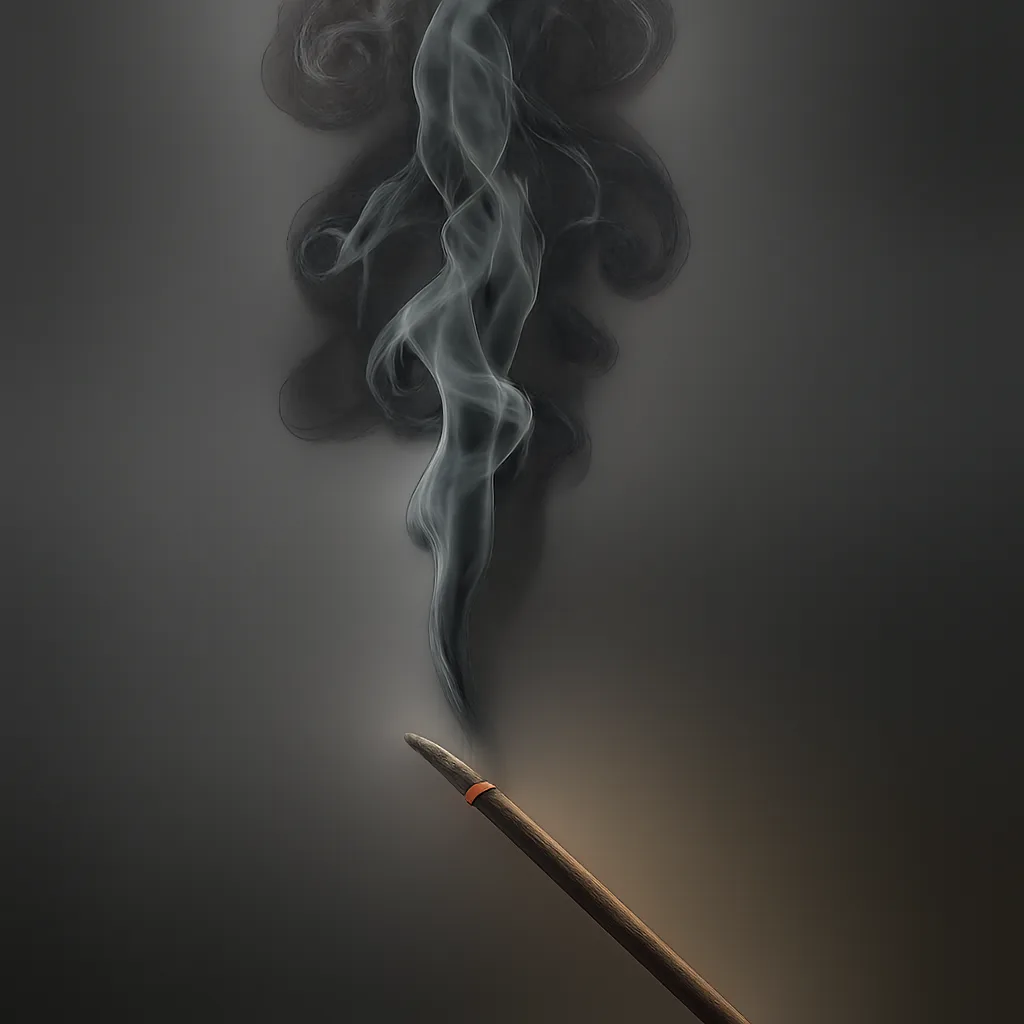 Thin Trail of Swirling Smoke Rises