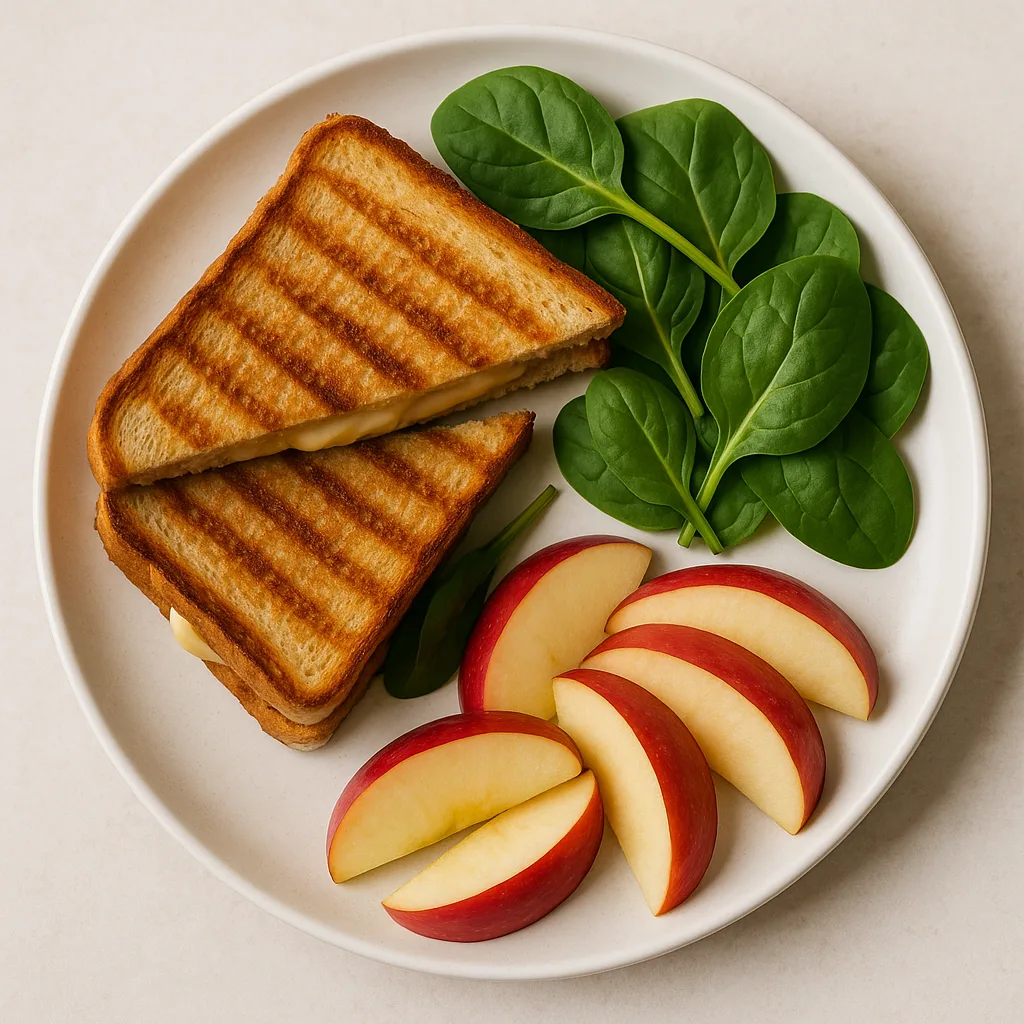 Plate Featuring a Grilled Sandwich