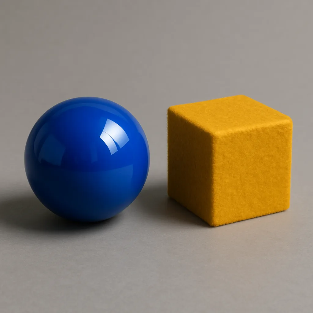 Position a Shiny Cobalt-colored Sphere on the Left Side