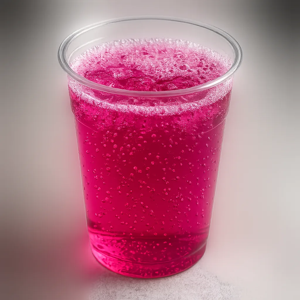 Clear Cup Containing Cola Combined with Litmus Solution