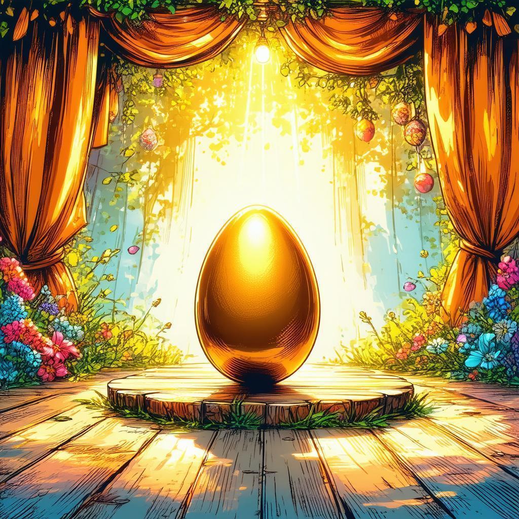Golden Easter Egg Centerpiece in Comic Panels