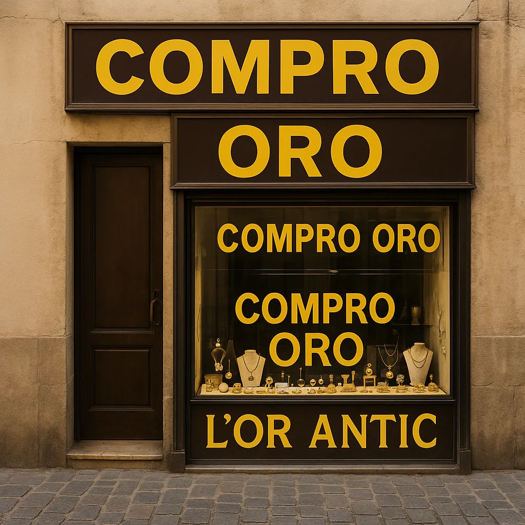 Storefront with Signage Reading "COMPRO ORO"