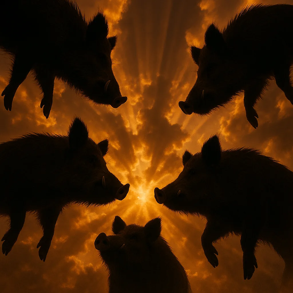 Five Varied Wild Boars