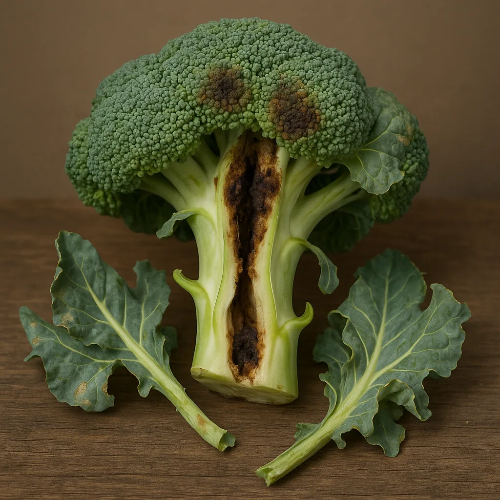 Broccoli Head Showing a Hollow Split in its Stem