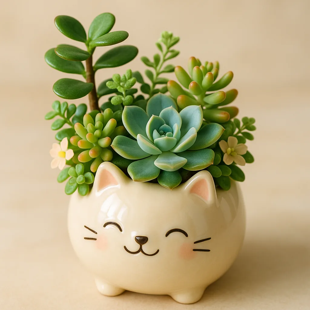 Vivid Photograph Showcasing a Delightful Ceramic Planter Shaped Like