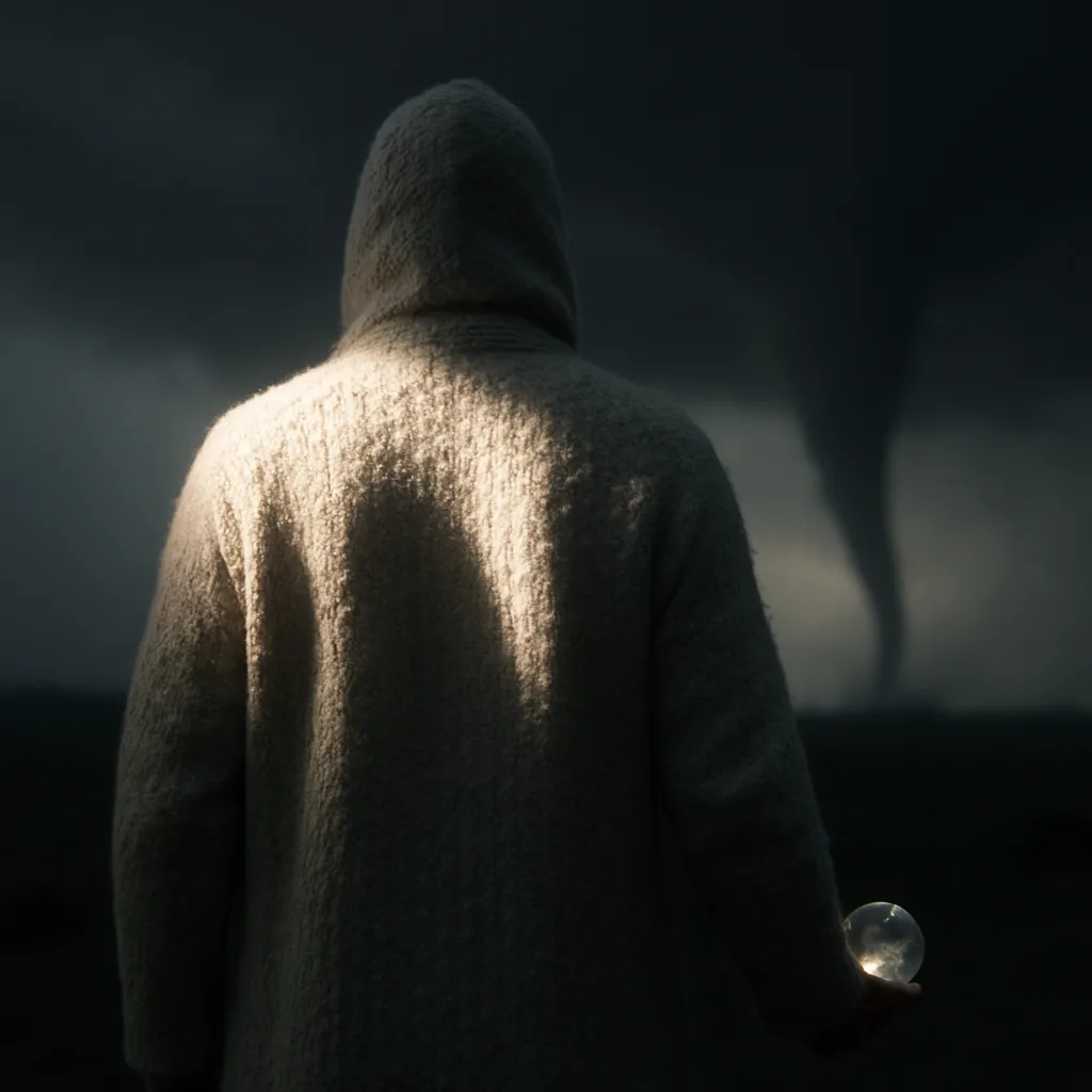 Lone Figure in a Heavy Wool Warm Textured Knit Garment