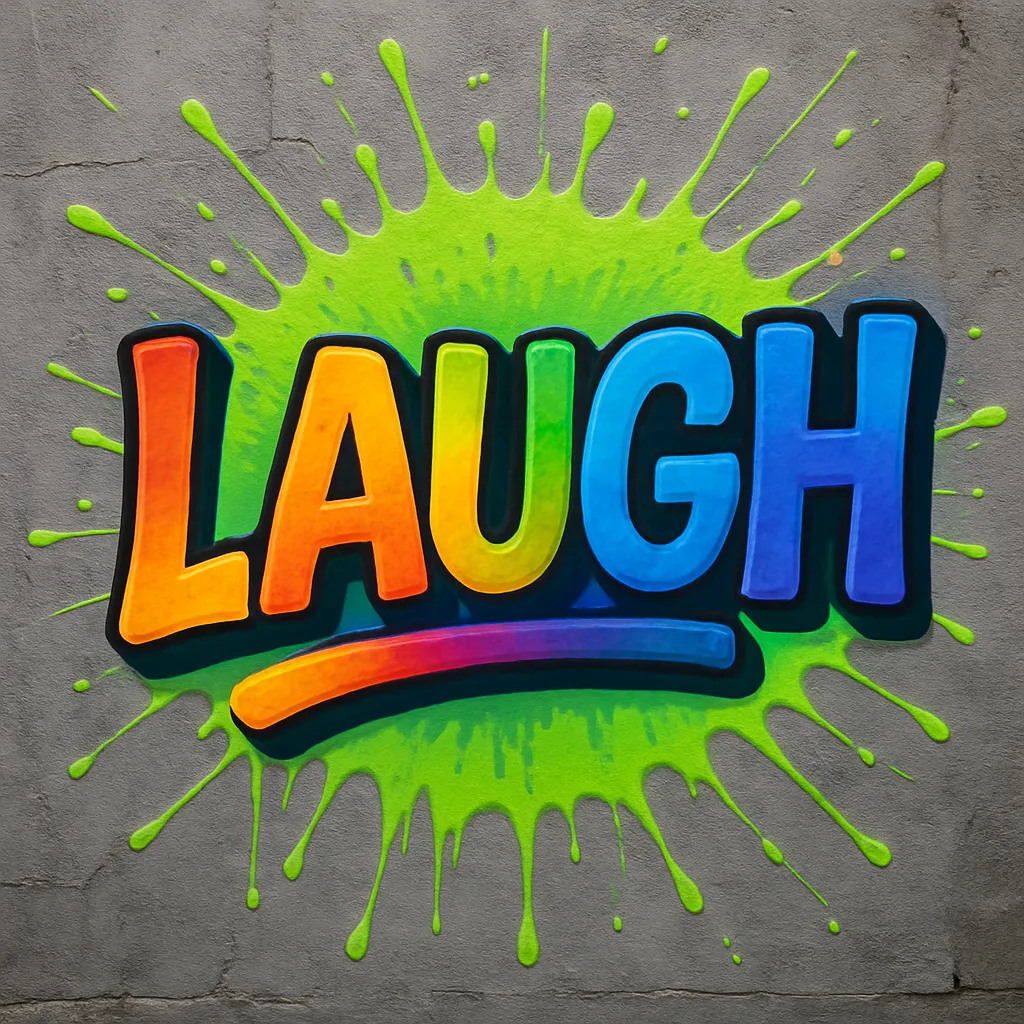 Lively Mural Showcases the Word "LAUGH" Written in Bold