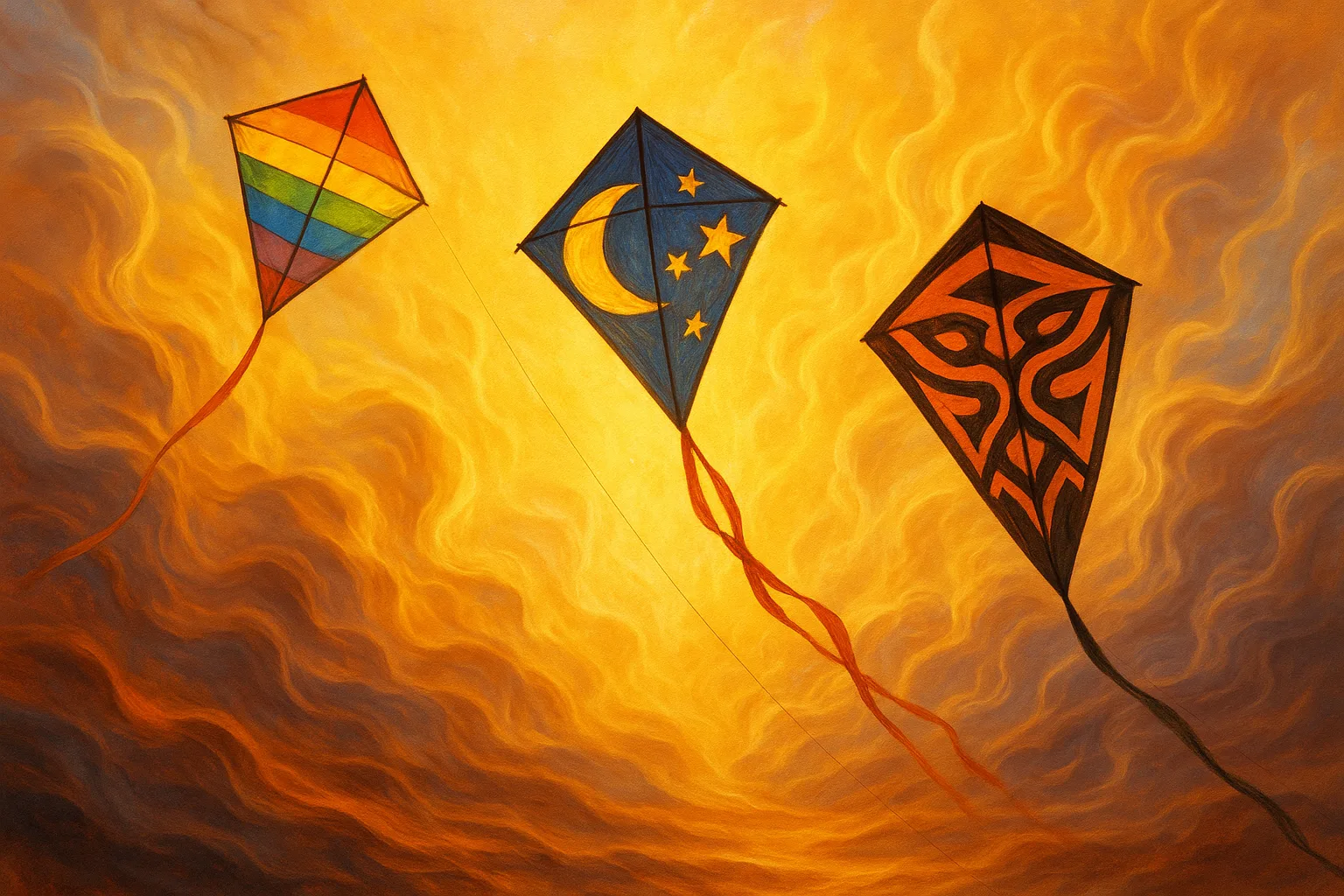 Fleeting Moment Captured Reveals Three Distinct Kites—a Diamond