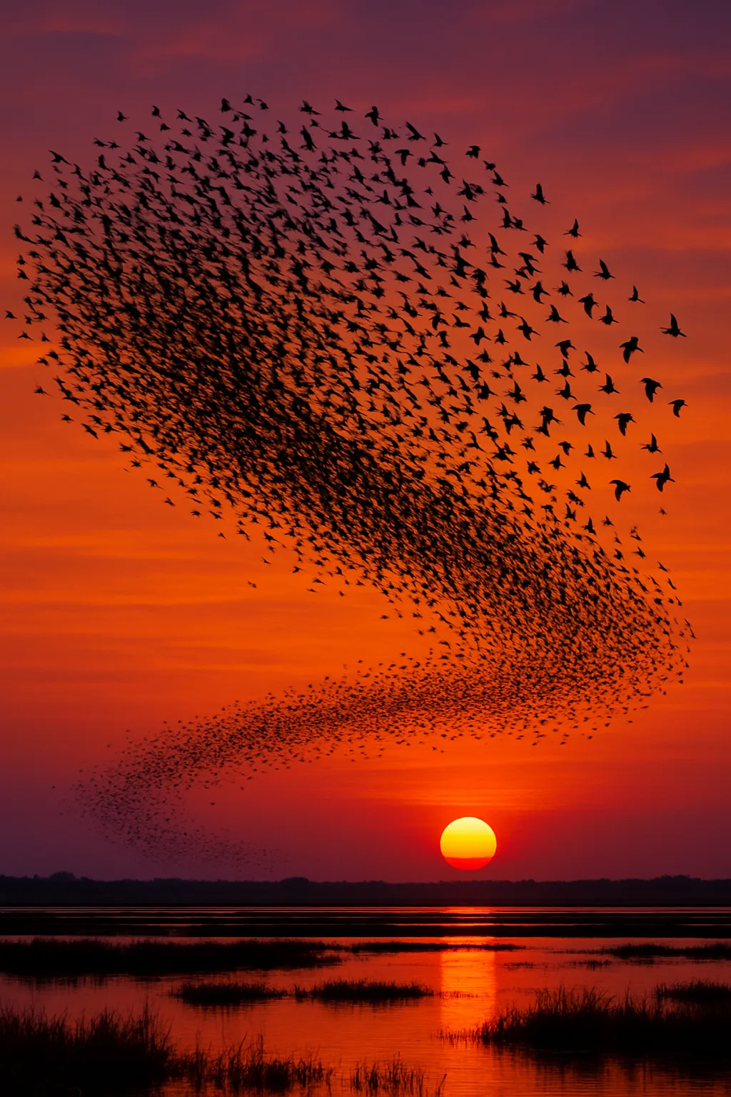 Vast Flock of Migratory Birds Forms a Dynamic