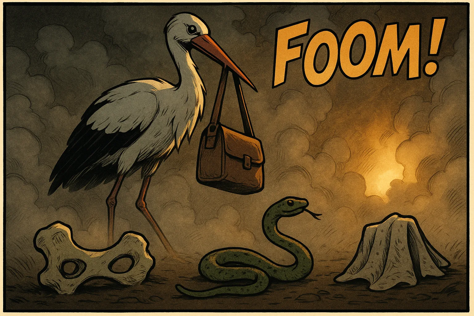 White Stork with Mailbag