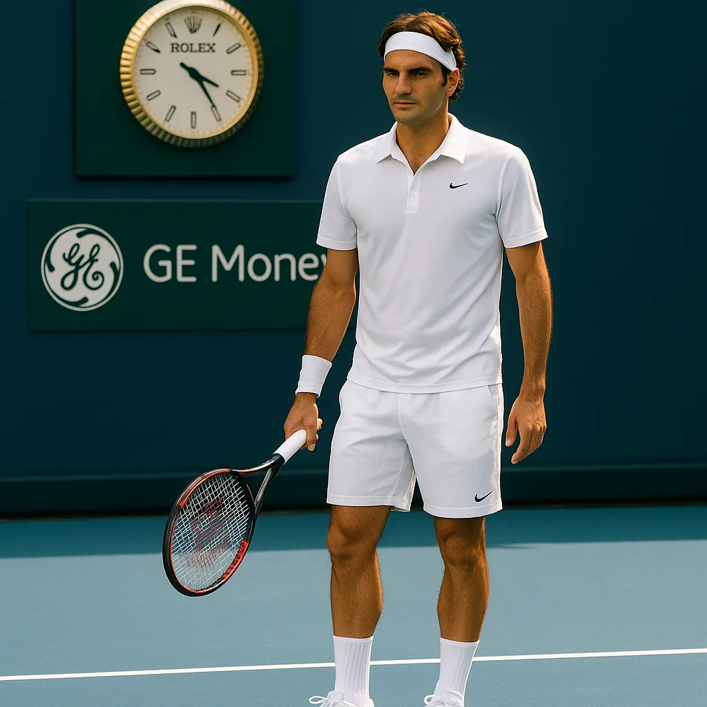 Tennis Player in White Attire Standing on a Blue Court