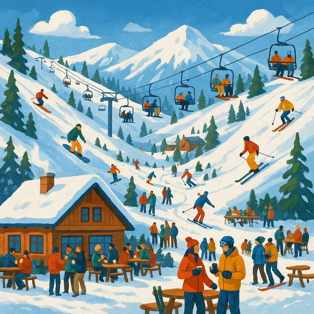Bustling Winter Resort Abuzz with Energy