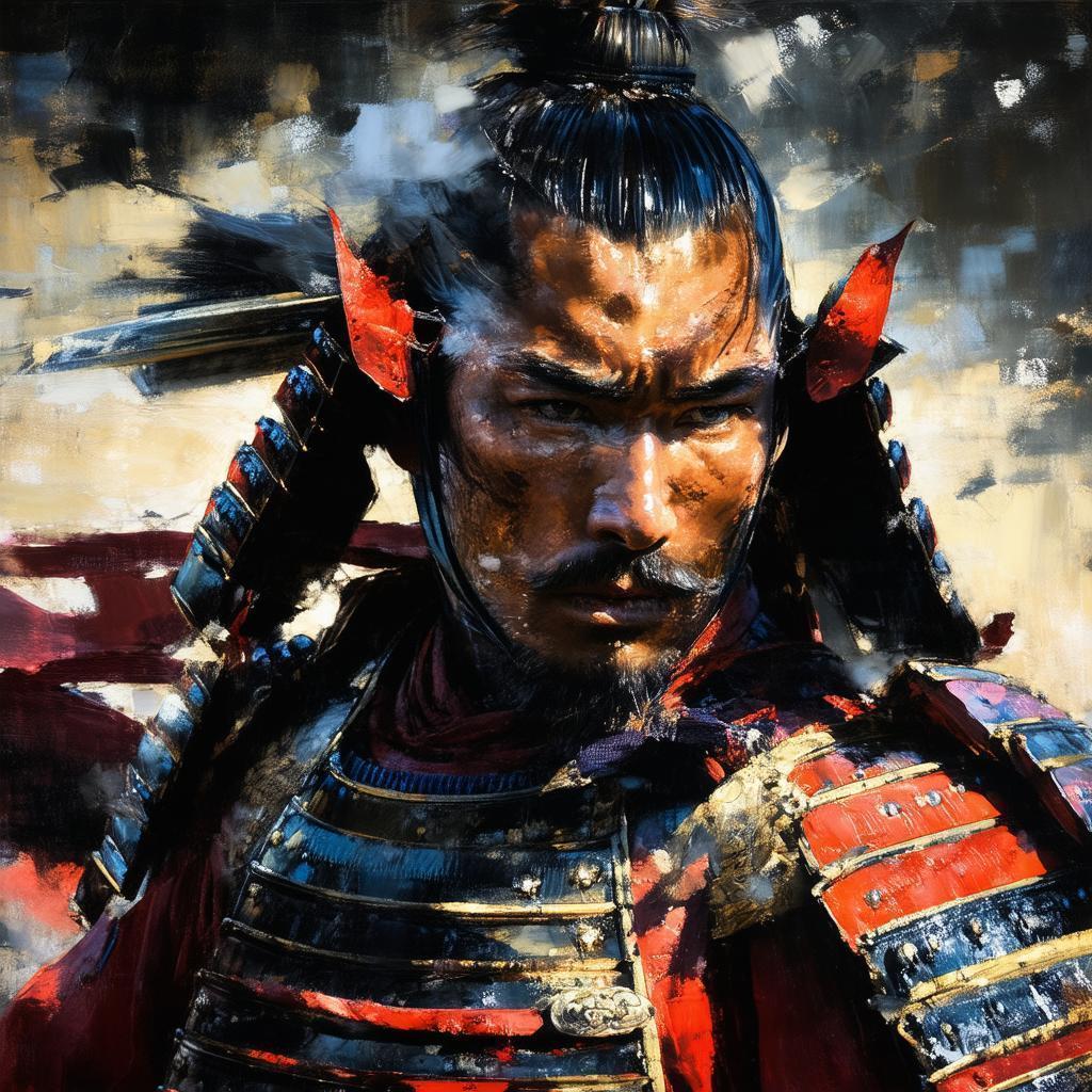 Samurai in Full Armor in Rich Oils